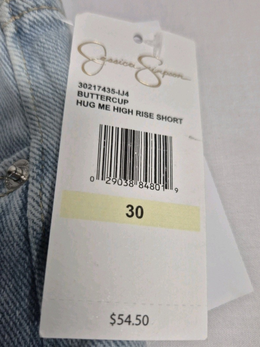 Jessica Simpson Hug Me Jean Shorts Buttercup Size 30 Frayed Button Fly Blue 31 - Picture 11 of 13